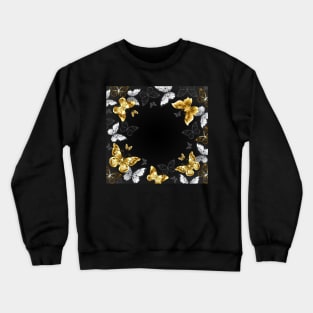 Black Background with Golden Butterflies Crewneck Sweatshirt